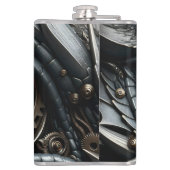 Steampunk Dragon Eye Schließen Ai Art Flachmann (Rückseite)