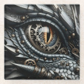 Steampunk Dragon Eye Schließen Ai Art Glasuntersetzer (Vorderseite)