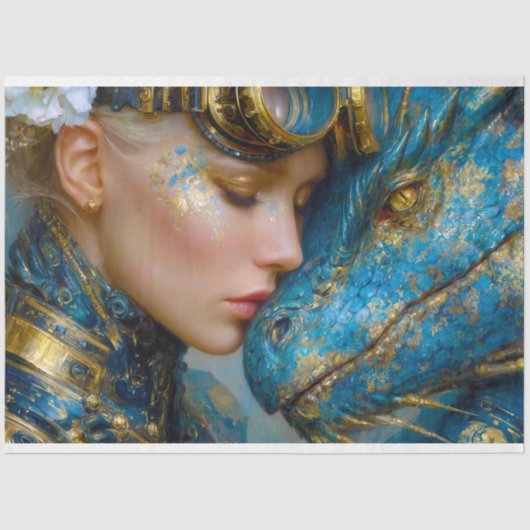 Steampunk Dragon Fantasy Art Decoupage Design Seidenpapier (Vorderseite)