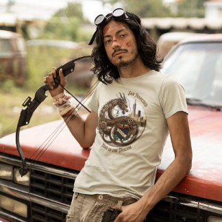 Steampunk Dragon mit San Francisco Skyline T-Shirt