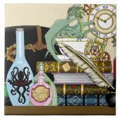 Steampunk Dragon Pooks Books Fliese (Vorderseite)