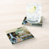 Steampunk Dragon Pooks Books Glasuntersetzer (Schrägansicht)