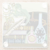 Steampunk Dragon Pooks Books Glasuntersetzer (Rückseite)