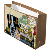 Steampunk Dragon Pooks Books Große Geschenktüte (Vorderseite Schrägansicht)