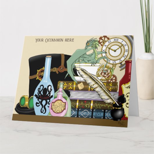 Steampunk Dragon Pooks Books Karte (Vorderseite)
