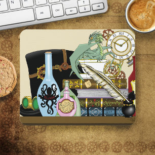 Steampunk Dragon Pooks Books Mousepad