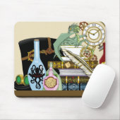 Steampunk Dragon Pooks Books Mousepad (Mit Mouse)