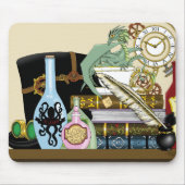 Steampunk Dragon Pooks Books Mousepad (Vorne)