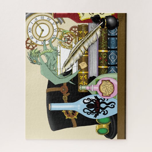 Steampunk Dragon Pooks Books Puzzle (Vertikal)