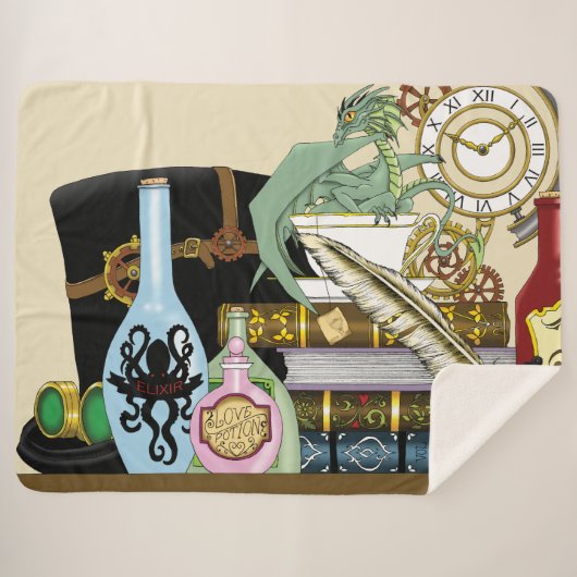 Steampunk Dragon Pooks Books Sherpadecke (Vorderseite (Horizontal))