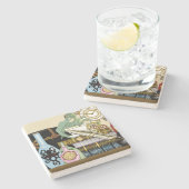 Steampunk Dragon Pooks Books Steinuntersetzer (Seitenansicht)