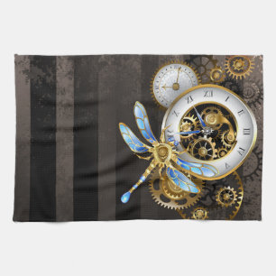 Steampunk-Drehknöpfe mit Libelle Geschirrtuch