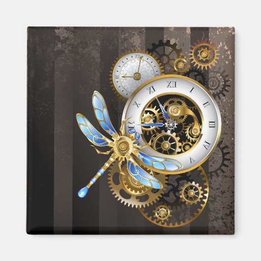 Steampunk-Drehknöpfe mit Libelle Magnet (Vorne)