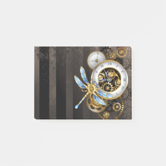 Steampunk-Drehknöpfe mit Libelle Post-it Klebezettel (Vorderseite)