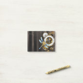 Steampunk-Drehknöpfe mit Libelle Post-it Klebezettel (Auf Schreibtisch)
