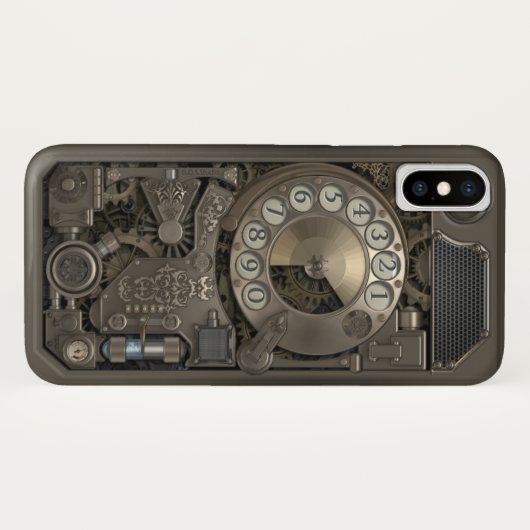 Steampunk Drehmetallskala-Telefon. Fall Case-Mate iPhone Hülle (Rückseite (Horizontal))