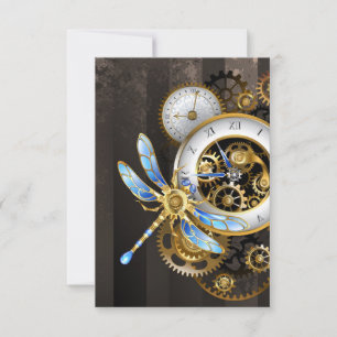 Steampunk-Drehschalter mit Libelle Dankeskarte