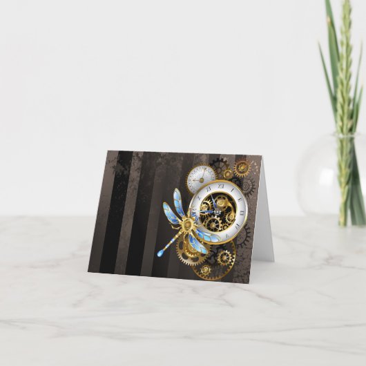 Steampunk-Drehschalter mit Libelle Karte (Vorderseite)