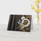 Steampunk-Drehschalter mit Libelle Karte (Gelbe Blume)