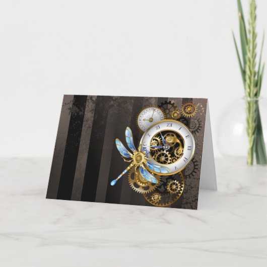 Steampunk-Drehschalter mit Libelle Karte (Vorderseite)