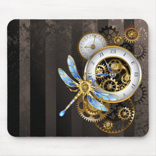 Steampunk-Drehschalter mit Libelle Mousepad (Vorne)