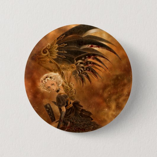Steampunk dunkler Engels-Knopf Button (Vorderseite)