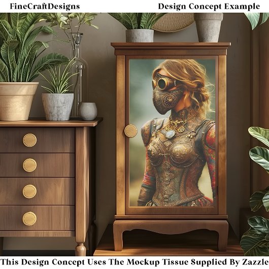 Steampunk Dystopian Woman, Armor EK3L Decoupage Seidenpapier