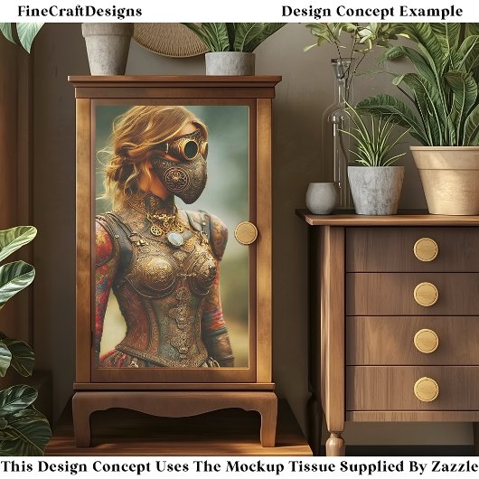 Steampunk Dystopian Woman, Armor EK3R Decoupage Seidenpapier