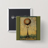 Steampunk Eiffelturm & Heißluftballon Button (Vorne & Hinten)