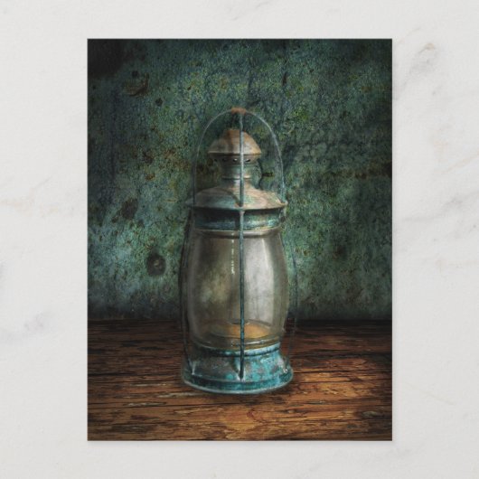 Steampunk - Eine alte Laterne Postkarte (Vorderseite)
