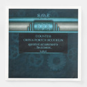 Steampunk, eisblau auf aquamarinen Sprossen, Monog Serviette (Vorderseite)