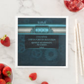 Steampunk, eisblau auf aquamarinen Sprossen, Monog Serviette (Beispiel)