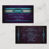 Steampunk, Eisblau, lila Zahnräder, Monogramm Visitenkarte (Vorne/Hinten)