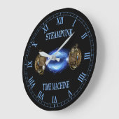 Steampunk ~ Electronic Blue Wave ~ Time Machine  Große Wanduhr (Winkel)