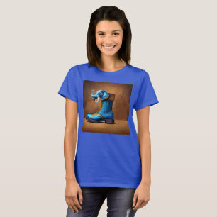 Steampunk-Elefantenstiefel Frauen blau T-Shirt