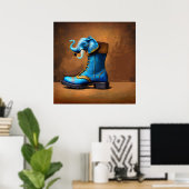Steampunk-Elefantenstiefel-Mattposter Poster (Heimbüro)