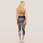 Steampunk Elegant Uhrwerk Gear Heart Capri Leggings (Rückseite)