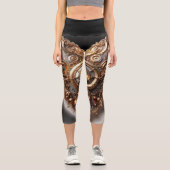 Steampunk Elegant Uhrwerk Gear Heart Capri Leggings (Vorderseite)