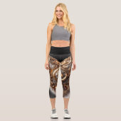 Steampunk Elegant Uhrwerk Gear Heart Capri Leggings (Vorderseite)