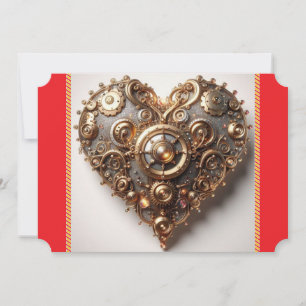 Steampunk Elegant Uhrwerk Gear Heart Feiertagskarte
