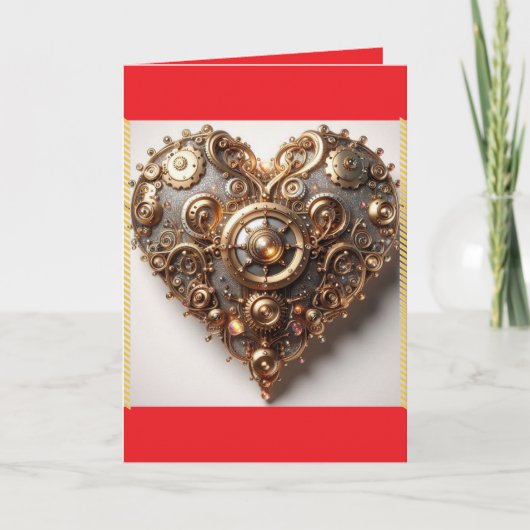 Steampunk Elegant Uhrwerk Gear Heart Feiertagskarte (Vorderseite)