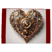 Steampunk Elegant Uhrwerk Gear Heart Große Geschenktüte (Rückseite)