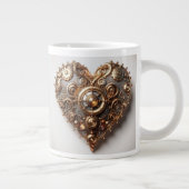 Steampunk Elegant Uhrwerk Gear Heart Jumbo-Tasse (Rechts)
