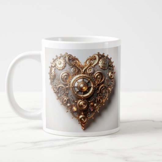 Steampunk Elegant Uhrwerk Gear Heart Jumbo-Tasse (Links)