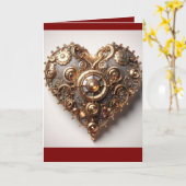 Steampunk Elegant Uhrwerk Gear Heart Karte (Gelbe Blume)