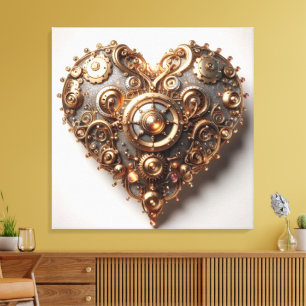Steampunk Elegant Uhrwerk Gear Heart Leinwanddruck