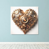 Steampunk Elegant Uhrwerk Gear Heart Leinwanddruck (Insitu (Holzboden))