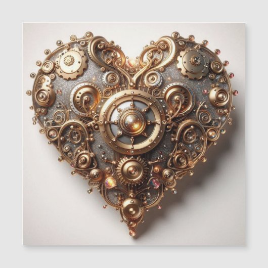 Steampunk Elegant Uhrwerk Gear Heart Magnetkarte (Vorderseite)