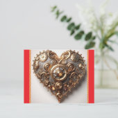 Steampunk Elegant Uhrwerk Gear Heart Postkarte (Stehend Vorderseite)