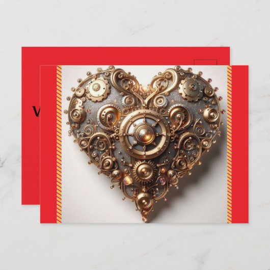 Steampunk Elegant Uhrwerk Gear Heart Postkarte (Vorne/Hinten)